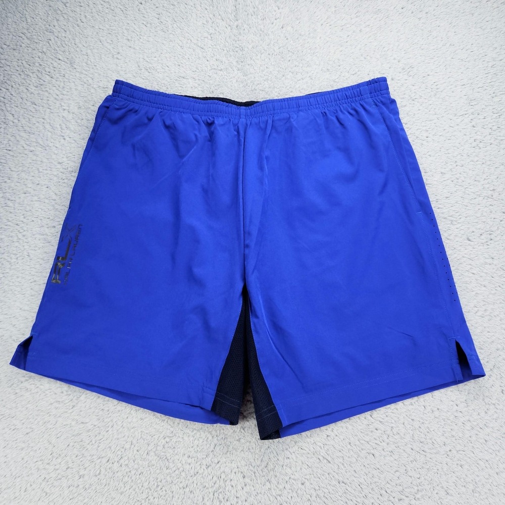 RLX Ralph Lauren Shorts Mens Large Royal Navy Lined Wicking Running 7 Inseam NEW